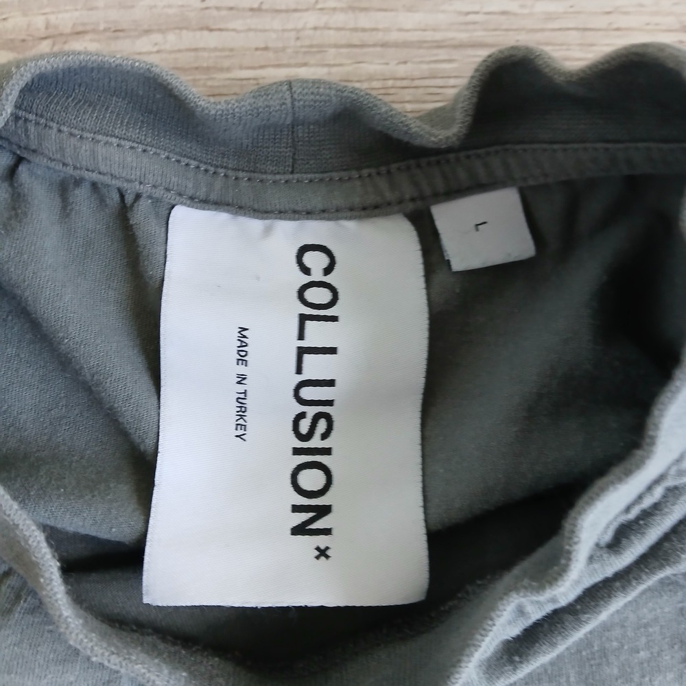 COLLUSION‎ Mens Gray Cotton Crew Neck Short Sleeve T-Shirt Large - Picture 4 of 11
